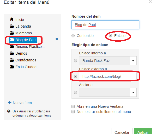 enlace a wordpress oso red